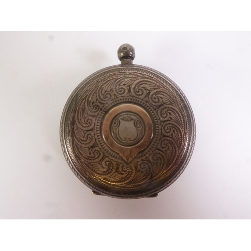 53 - D. KISSENISKI, EDINBURGH, LARGE ENGRAVED SILVER CASED OPEN FACE POCKET WATCH, with keywind single fu... 