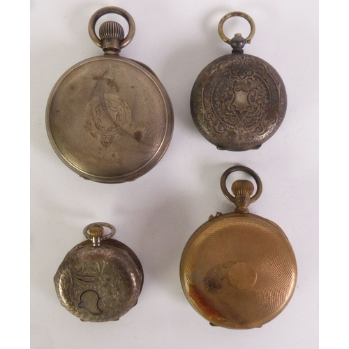 50 - SILVER OPEN FACED POCKET WATCH, keyless movement, white Roman dial with a subsidiary seconds dial, s... 