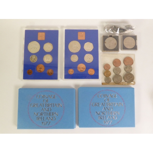 73 - TWO COINAGE OF GREAT BRITAIN AND NORTHERN IRELAND 1977 COIN SETS, a PACK OF PRE-DECIMAL COINAGE, TWO... 