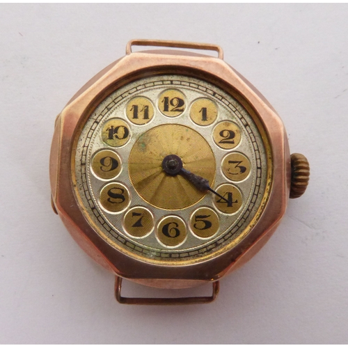 62A - A LADY’S 9ct GOLD VINTAGE WRISTWATCH, (NO STRAP, NO GLASS AND NOT WORKING), London import mark 1925,... 