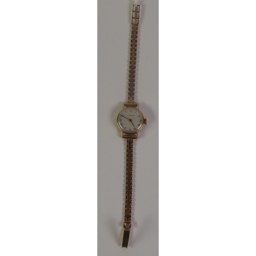 5 - LONGINES, LADY'S SWISS 9ct GOLD BRACELET WATCH, with mechanical movement, circular silvered Arabic d... 