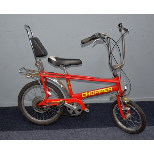 205 - RALEIGH CHOPPER MK III, in red paintwork with black outlined yellow decals and Sturmey Archer twist ... 