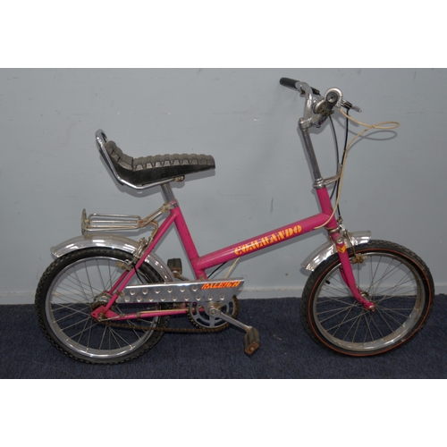 207 - RALEIGH COMMANDO: 1970s pushbike in puce paintwork with fluorescent orange, yellow and black decals,... 