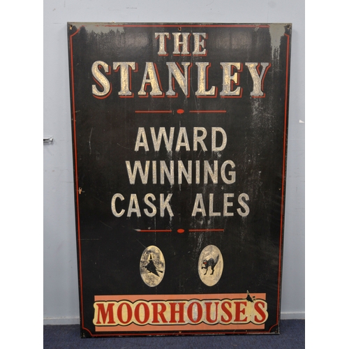 267 - SIGNAGE: Large Lancashire Public House sign for The Stanley, Award Winning Cask Ales', 'Moorhouse's'... 