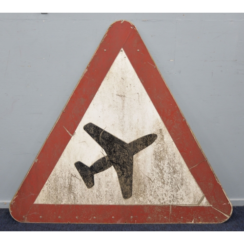 269 - SIGNAGE: Large Highways Agency 'Low Flying Aircraft' warning sign featuring an aeroplane in red edge... 