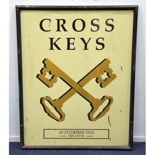 270 - SIGNAGE: Late 20th century Public House sign for 'Cross Keys' an Enterprise Inn Freehouse, 47¼