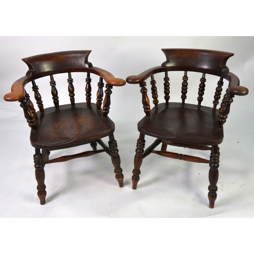 67 - A PAIR OF VICTORIAN ELM SEAT WINDSOR 