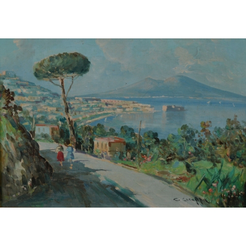 100 - NEOPOLITAN SCHOOL (modern) OIL PAINTING ON CANVAS Bay of Naples with Vesuvius in the distance indist... 