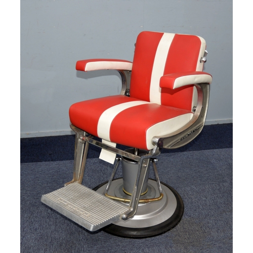 76 - BELMONT APOLLO, Reconditioned vintage Apollo barber chair by Belmont, with red and white colourway, ... 