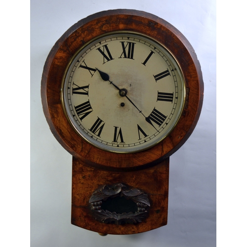 3 - VICTORIAN WALNUT DROP-DIAL WALL CLOCK WITH FUSEE MOVEMENT, the replaced dial stamped 'Made in Englan... 