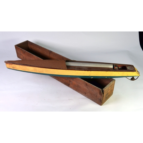 261 - WOODEN BOXED DOWMAN MODELS AEROBOAT painted wood model speedboat, 32 1/4in (82cm)