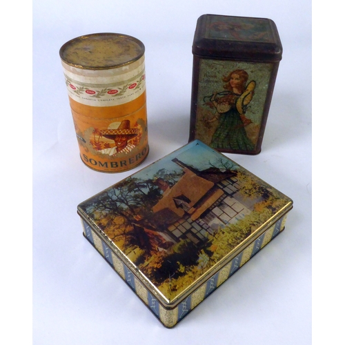 264 - VINTAGE CIGAR TIN for 50 Sombreros de luxe Panatellas and two other old tins for biscuits and tea