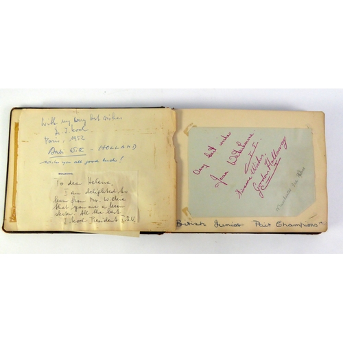 298 - AUTOGRAPH ALBUM, with autographs of stage and iceskating stars of the post-war eara, including Eddie... 