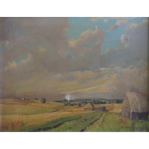 103 - ERIC GODDARD (1909-1993) OIL ON CANVAS Harvesting scene Signed and dated (19)4114 ½” x 18 ¾” (36.8cm... 