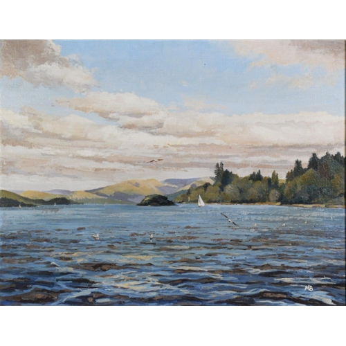 113 - MARGARET BROWN (TWENTIETH/ TWENTY FIRST CENTURY) OIL PAINTINGSailing on Windermere Signed with initi... 