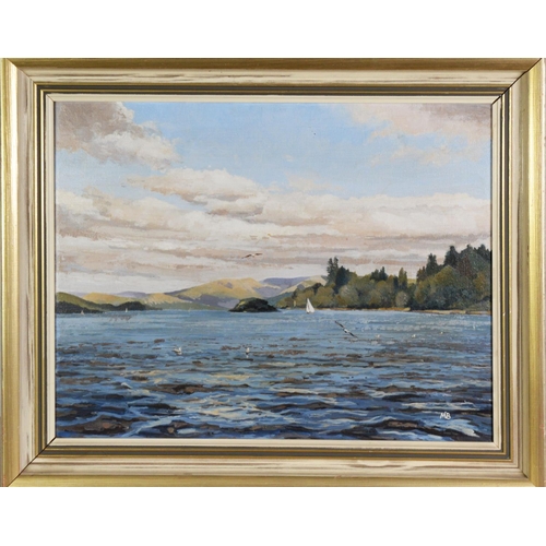 113 - MARGARET BROWN (TWENTIETH/ TWENTY FIRST CENTURY) OIL PAINTINGSailing on Windermere Signed with initi... 