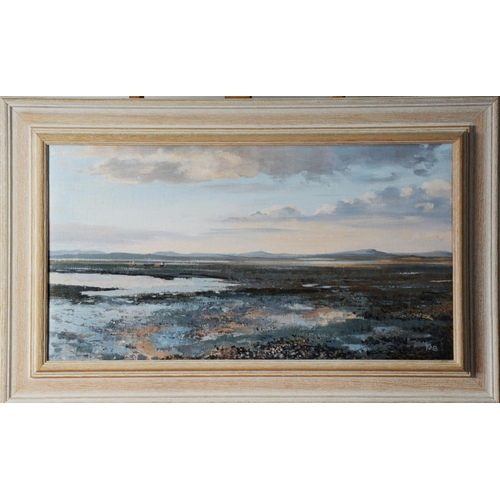 114 - MARGARET BROWN (TWENTIETH/ TWENTY FIRST CENTURY) OIL ON CANVAS‘Seashore at Low Tide’Initialled MB lo... 