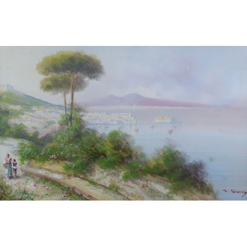 118 - Y GIANNI (LATE NINETEENTH/EARLY TWENTIETH CENTURY) GOUACHE DRAWINGS, A PAIR Views of the Bay of Napl... 