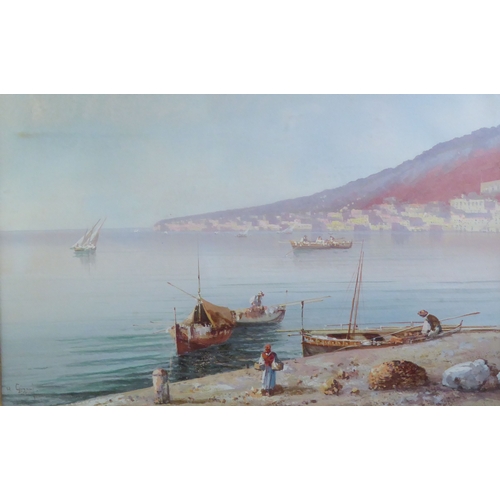 118 - Y GIANNI (LATE NINETEENTH/EARLY TWENTIETH CENTURY) GOUACHE DRAWINGS, A PAIR Views of the Bay of Napl... 