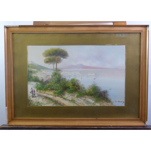 118 - Y GIANNI (LATE NINETEENTH/EARLY TWENTIETH CENTURY) GOUACHE DRAWINGS, A PAIR Views of the Bay of Napl... 