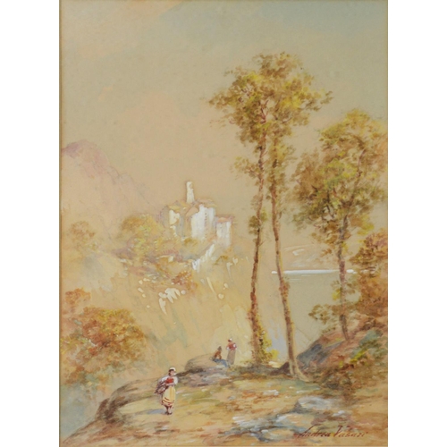 124 - ANDREA VASARI (1873-1961) PAIR OF WATERCOLOURS, heightened in white‘Lago di Nemi’‘Lago di Como’ Sign... 