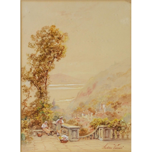 124 - ANDREA VASARI (1873-1961) PAIR OF WATERCOLOURS, heightened in white‘Lago di Nemi’‘Lago di Como’ Sign... 