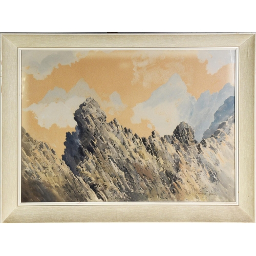 142 - EDWIN GRIEG HALL (1929-2017) PAIR OF WATERCOLOURS Rocky Mountain ridges, one titled ‘Cuilins’ Signed... 