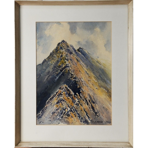 148 - EDWIN GRIEG HALL (1929-2017) WATERCOLOUR ‘Aonach Eagach Ridge, Glencoe’ Signed lower right, labelled... 