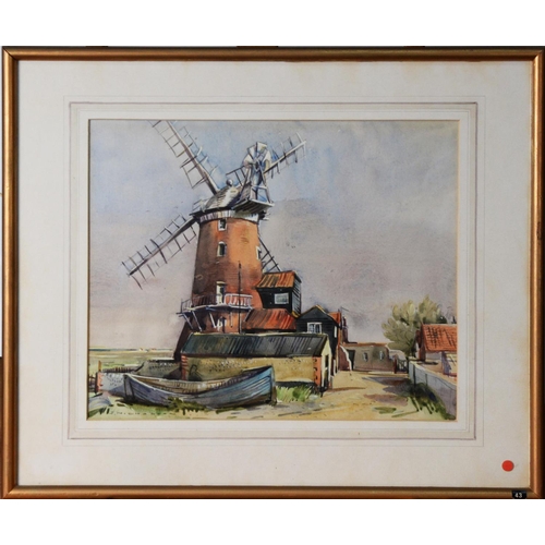 151 - J. NICHOLSON (TWENTIETH/ TWENTY FIRST CENTURY)WATERCOLOUR Clay windmill near SherringhamSigned lower... 