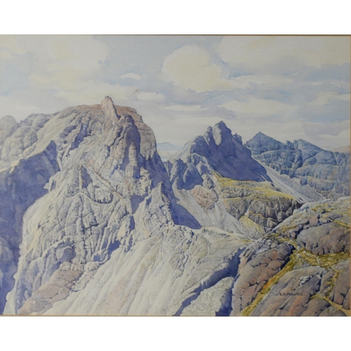 152 - G S PRENTICE (TWENTIETH/ TWENTY FIRST CENTURY)WATERCOLOUR‘The Cullin from Sgurr Mhic Coinnica’ Signe... 