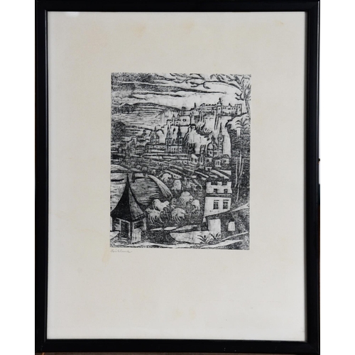 163 - HEW SHIMS (TWENTIETH/ TWENTY FIRST CENTURY)ARTIST SIGNED BLACK AND WHITE LITHOGRAPH‘Jerusalem’ 7 ¼” ... 