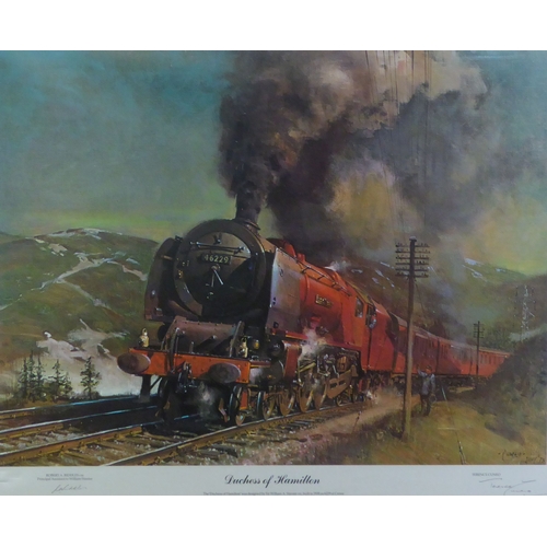 168 - TERENCE CUNEO ARTIST SIGNED COLOUR PRINT 'Duchess of Hamilton' Autographed by Robert A Riddles C B E... 