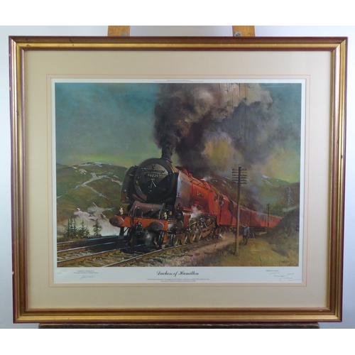 168 - TERENCE CUNEO ARTIST SIGNED COLOUR PRINT 'Duchess of Hamilton' Autographed by Robert A Riddles C B E... 