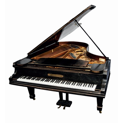 80 - C BECHSTEIN, EARLY TWENTIETH CENTURY EBONISED MAHOGANY CASED SEMI-CONCERT GRAND PIANO, with square l... 