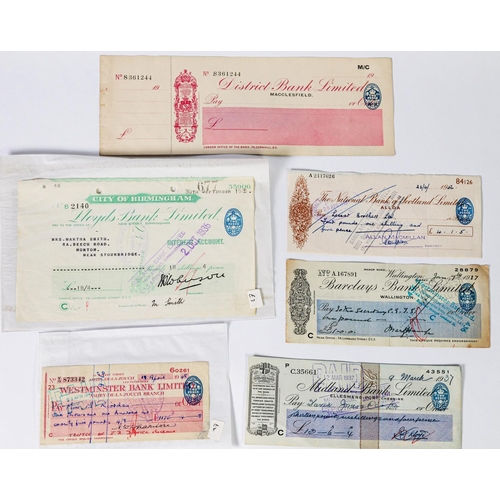 342 - PAPER MONEY: various cheques, bankers drafts, cash promises and related ephemera including Rock Isla... 