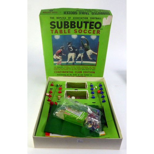 243 - SUBBUTEO BOXED TABLE SOCCER, Continental Club Edition (TEAMS INCOMPLETE)