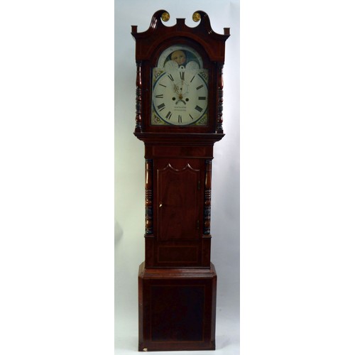 295 - LONGCASE CLOCK: George III mahogany longcase clock by George Slater of Uttoxeter, with painted spand... 