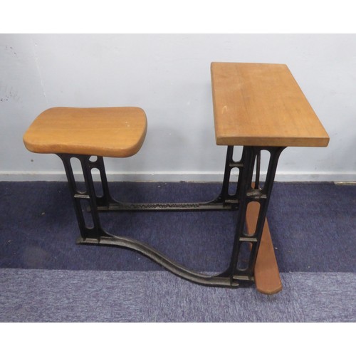 78 - MANCHESTER INTEREST: Mid-19th century cast iron framed school desk by John Heywood of Manchester, ne... 