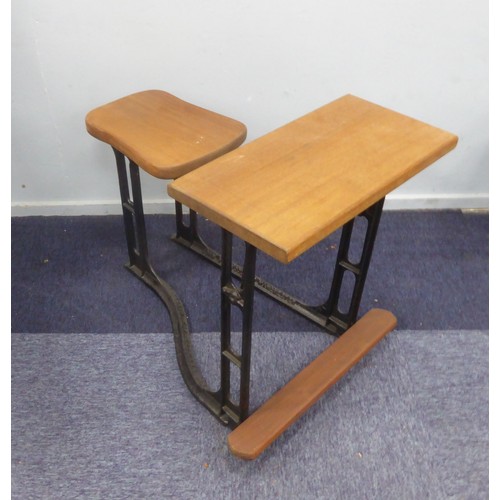 78 - MANCHESTER INTEREST: Mid-19th century cast iron framed school desk by John Heywood of Manchester, ne... 