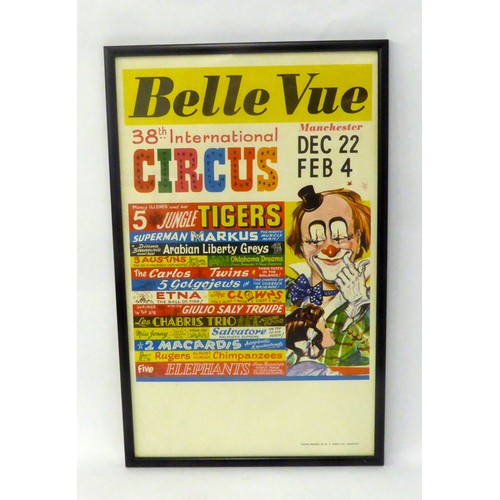 250 - BELLE VUE (Manchester) 38th International Circus POSTER, (before price printing), poster printed by ... 