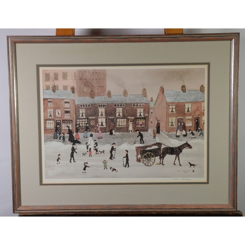 16 - HELEN BRADLEY (1900-1979)ARTIST SIGNED LIMITED EDITION COLOUR PRINT‘Building a Snowman’ 15” x 22” (3... 