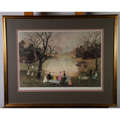 18 - HELEN BRADLEY (1900-1979)ARTIST SIGNED COLOUR PRINT‘Our Picnic’ 16” x 23 ¼” (40.6cm x 59cm)... 