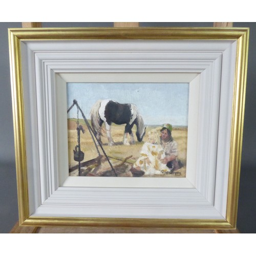 51 - ROGER HAMPSON (1925 - 1996) OIL PAINTING ON BOARD Gipsy Camp Signed lower right and titled and numbe... 