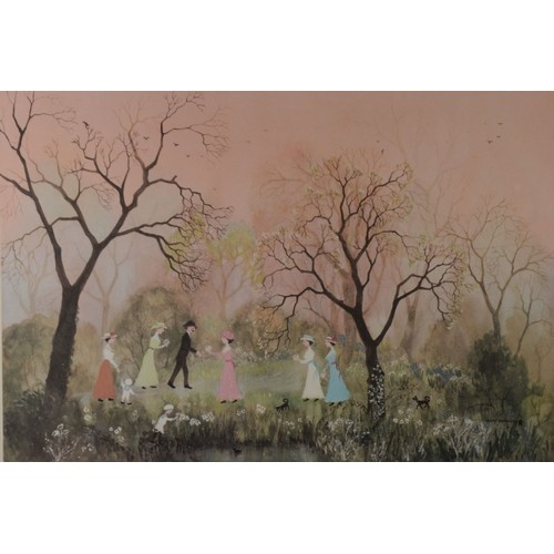 17 - HELEN BRADLEY (1900-1979) TWO COLOUR PRINTS ‘Our Picnic’, signed 16” x 23 ¼” (40.6cm x 59cm)‘It was ... 