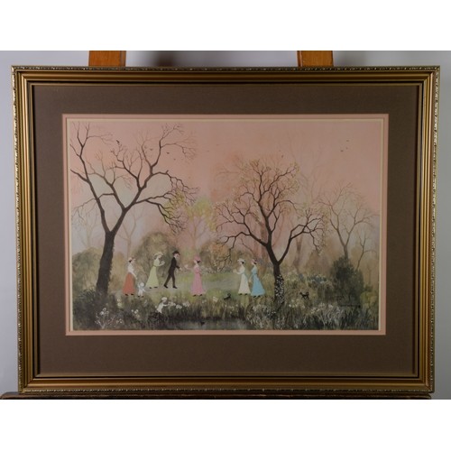 17 - HELEN BRADLEY (1900-1979) TWO COLOUR PRINTS ‘Our Picnic’, signed 16” x 23 ¼” (40.6cm x 59cm)‘It was ... 