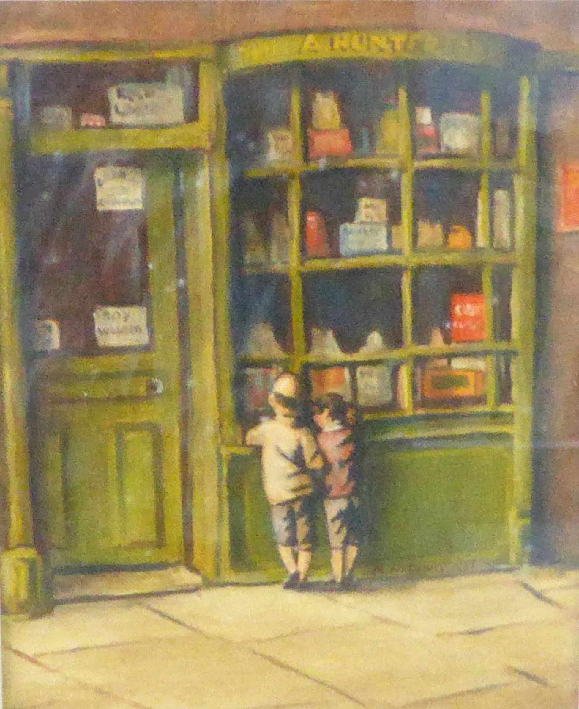 a-n-lewis-oil-painting-two-little-boys-looking-in-a-shop-window-signed