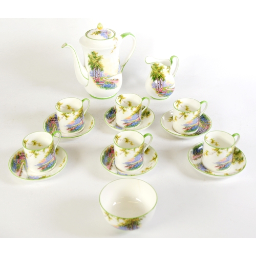 118 - AYNSLEY CHINA BLUEBELL TIME PATTERN COFFEE SERVICE of 15 pieces, (As Supplied to HM the Queen) and a... 