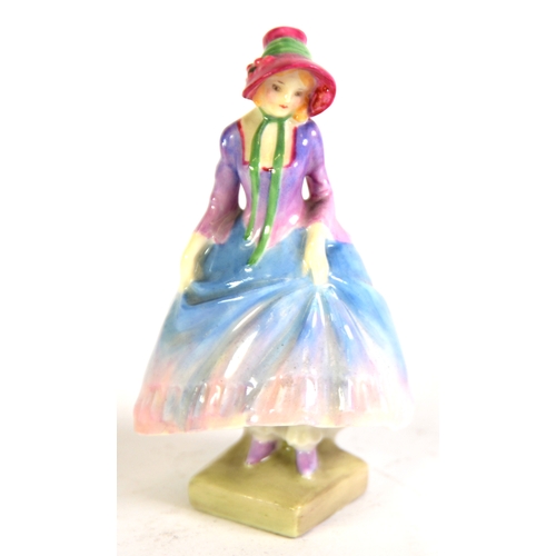 71 - ROYAL DOULTON CHINA SMALL CRINOLINE FIGURE Pantalettes, M15, on square base, 4in (10cm) high