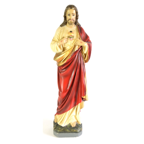 135 - 19th CENTURY PLASTER FIGURE OF JESUS CHRIST, after the resurrection, 24in (61cm) high