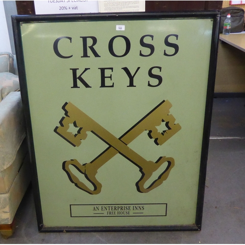 162 - PUB SIGN; ALLOY HAND PAINTED PUB SIGN FOR 'CROSS KEYS' FREE HOUSE, 45 1/4